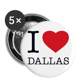 I LOVE DALLAS - Buttons klein 25 mm (5er Pack) - Weiß - Vorne