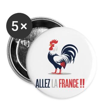 Allez La France Design Supporter Sportif football - Lot de 5 petits badges (25 mm) - blanc - Devant