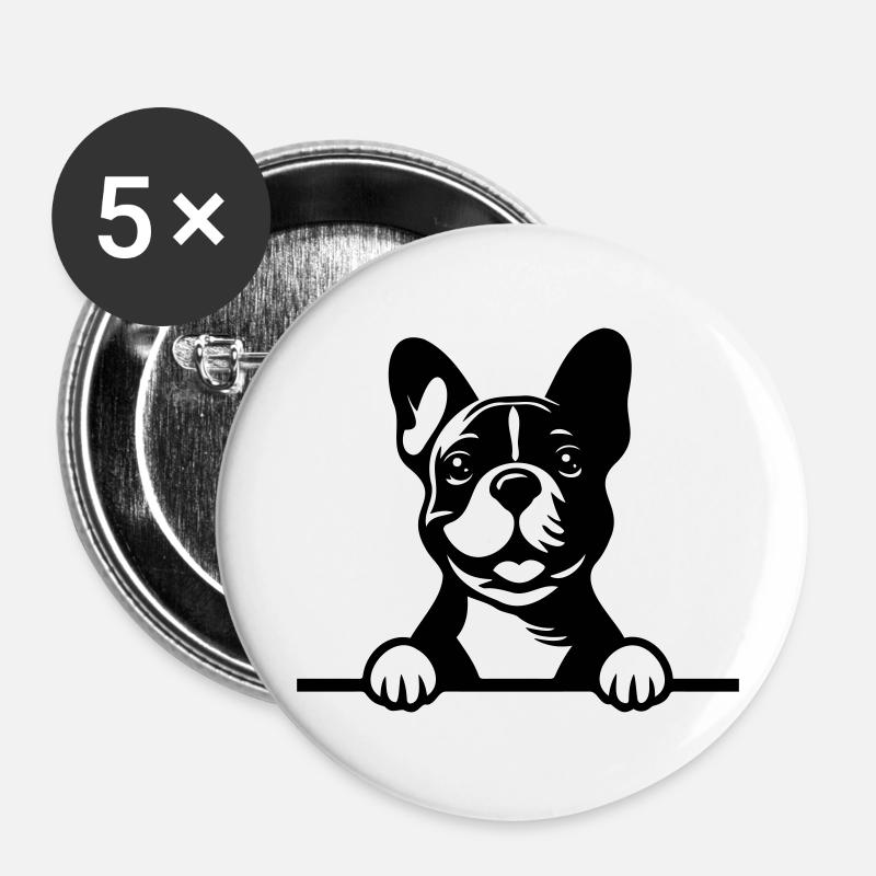Frenchie - Buttons klein 25 mm (5er Pack) - Weiß
