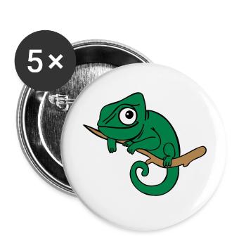 Lui das Chamäleon, dreifarbig - Buttons klein 25 mm (5er Pack) - Weiß - Vorne