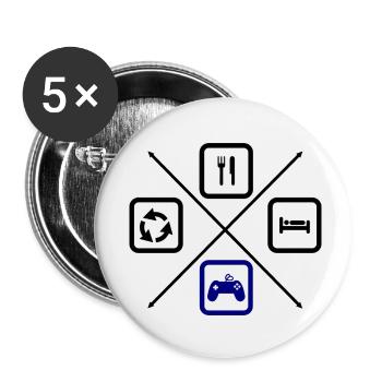 Der Lebenszyklus eines Gamers,Gamer, Gaming - Buttons klein 25 mm (5er Pack) - Weiß - Vorne
