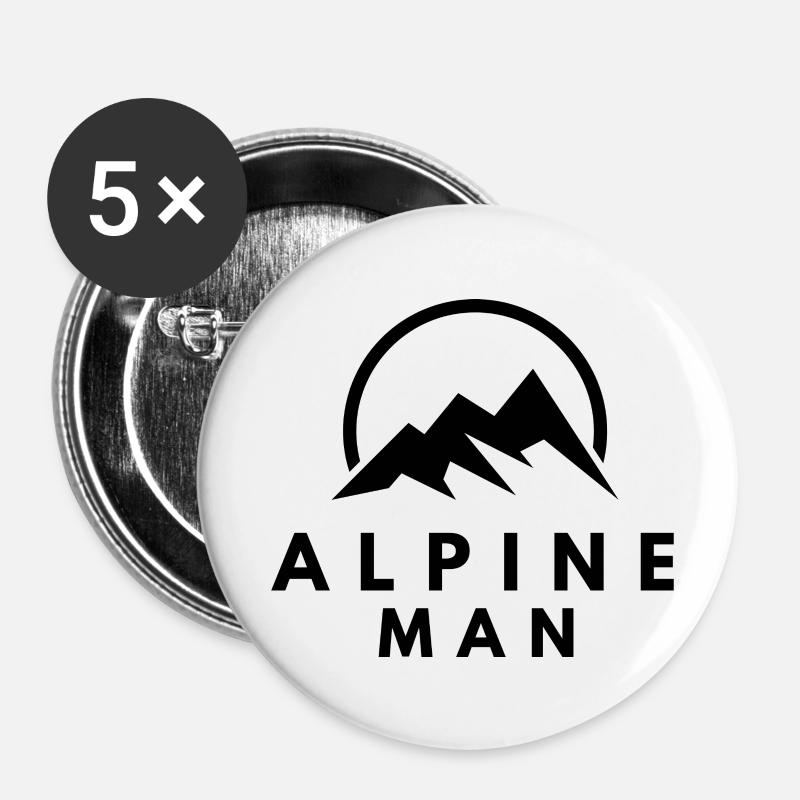 ALPINE MAN - Buttons klein 25 mm (5er Pack) - Weiß