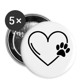 Cœur - Lot de 5 petits badges (25 mm) - blanc - Devant