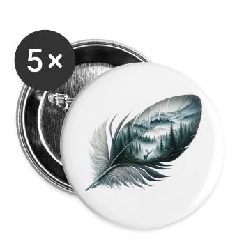 Plume de la faune - Lot de 5 petits badges (25 mm) - blanc - Devant