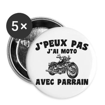 No puedo, tengo una moto con un patrocinador - Paquete de 5 chapas pequeñas (25 mm) - blanco - detrás