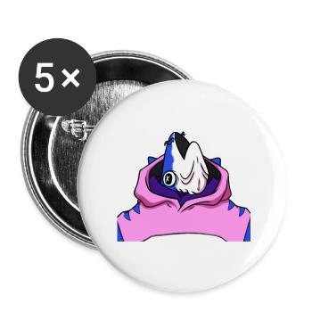 Poisson avec pull - Lot de 5 petits badges (25 mm) - blanc - Devant