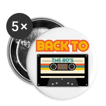 Soirée style rétro des années 80 - Retour aux années 80 - Lot de 5 petits badges (25 mm) - blanc - Devant