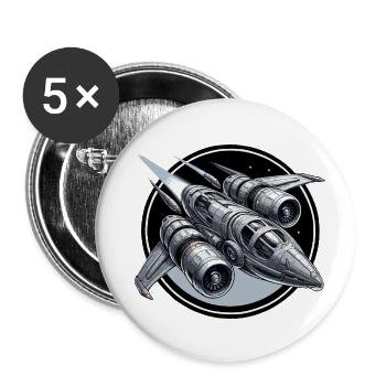 Spaceship silver - Buttons small 1''/25 mm (5-pack) - white - Front
