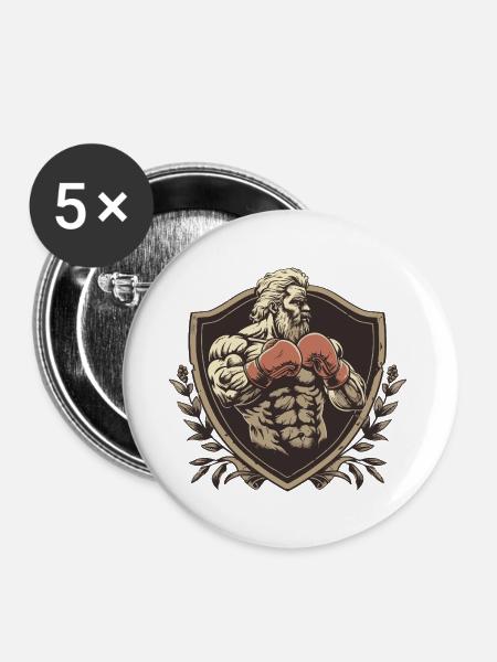 Kämpfer Boxer MMA Logo - Buttons klein 25 mm (5er Pack) - Weiß