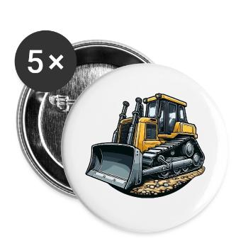 Planierraupe groß - Buttons klein 25 mm (5er Pack) - Weiß - Vorne