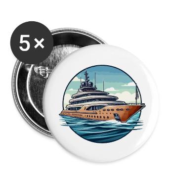 Super Yacht - Lot de 5 petits badges (25 mm) - blanc - Devant