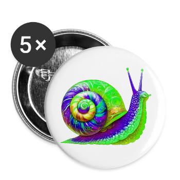 Schnecke - Buttons klein 25 mm (5er Pack) - Weiß - Vorne