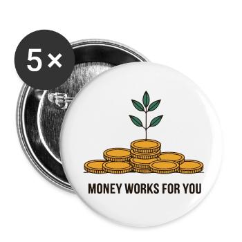 L’ARGENT TRAVAILLE POUR VOUS - Lot de 5 petits badges (25 mm) - blanc - Devant