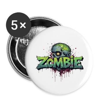 Zombie head - Buttons small 1''/25 mm (5-pack) - white - Front