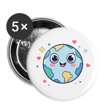 Erde - Buttons klein 25 mm (5er Pack) - Weiß - Vorne