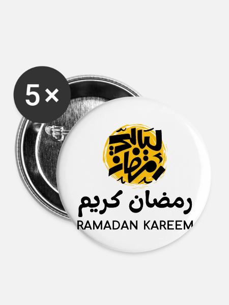 Ramadan Mubarak - Buttons klein 25 mm (5er Pack) - Weiß