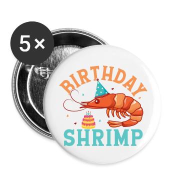 Anniversaire Crevettes Amateur de crevettes Fruits de mer - Lot de 5 petits badges (25 mm) - blanc - Devant