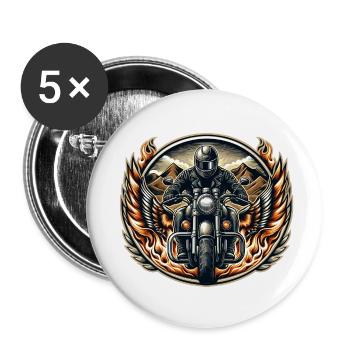 Logo de moto - Lot de 5 petits badges (25 mm) - blanc - Devant