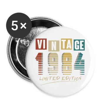1984 Jahrgang 1984 Jahrgang 1984 Geburtstag. Jahr 2 - Buttons klein 25 mm (5er Pack) - Weiß - Vorne