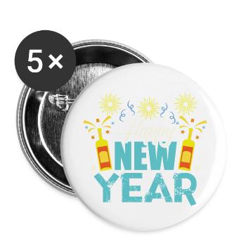 Nouvel An 5 - Lot de 5 petits badges (25 mm) - blanc - Devant
