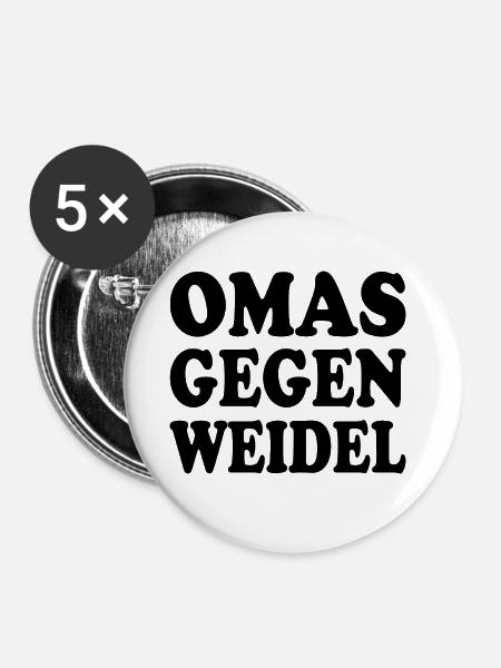 omas gegen weidel - Buttons klein 25 mm (5er Pack) - Weiß