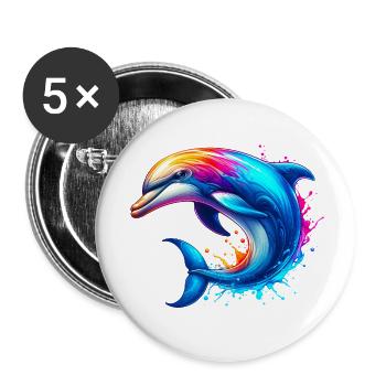 Delfin - Buttons klein 25 mm (5er Pack) - Weiß - Vorne