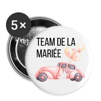 Bride's Team - Wedding Car - Buttons small 1''/25 mm (5-pack) - white - Front
