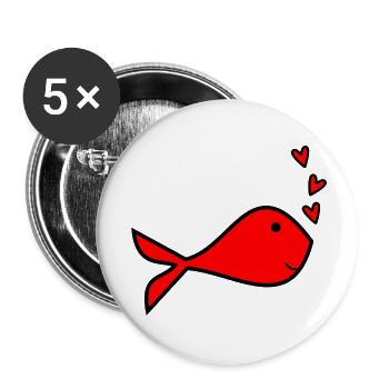 FISH. SARDINE. APRIL FOOL. ANNIVERSARY - Buttons small 1''/25 mm (5-pack) - white - Front