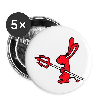 Hase Teufel Dämon Böse Satan Hölle Dreizack Kostüm - Buttons klein 25 mm (5er Pack) - Weiß - Vorne