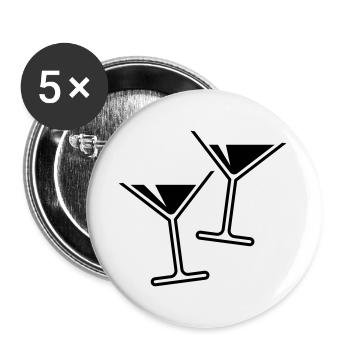 2 Cocktailgläser / Cocktail / Martini – (Black) - Buttons klein 25 mm (5er Pack) - Weiß - Vorne