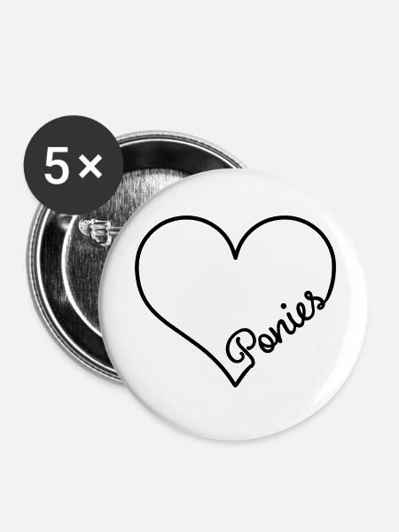 Pony - Buttons klein 25 mm (5er Pack) - Weiß