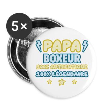 Papa boxeur,cadeau fête des pères,boxe,Humour - Lot de 5 petits badges (25 mm) - blanc - Devant