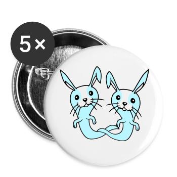 2 Hasen Geist Gespenst spuken Halloween gruselig - Buttons klein 25 mm (5er Pack) - Weiß - Vorne