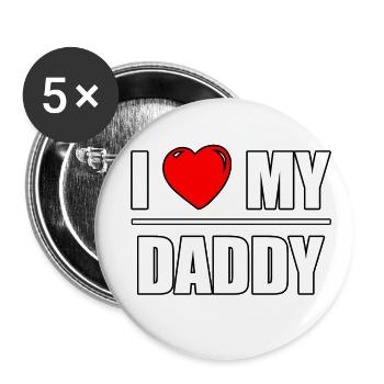 Font design "I love my Daddy" - Buttons small 1''/25 mm (5-pack) - white - Front