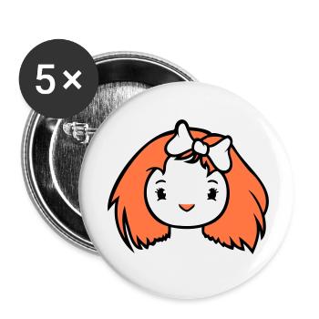 Vogel Dame Frau weiblich hübsches Gesicht Schleife - Buttons klein 25 mm (5er Pack) - Weiß - Vorne