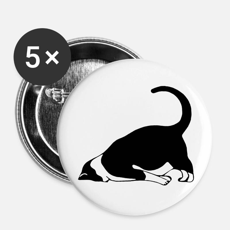 Chat endormi - Lot de 5 petits badges (25 mm) - blanc