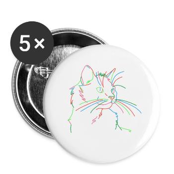 Lignes d’art pour chats - Lot de 5 petits badges (25 mm) - blanc - Devant