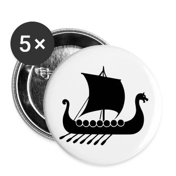 wikinger schiff - Buttons klein 25 mm (5er Pack) - Weiß - Vorne