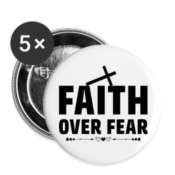 Faith Over Fear - Buttons klein 25 mm (5er Pack) - Weiß - Vorne