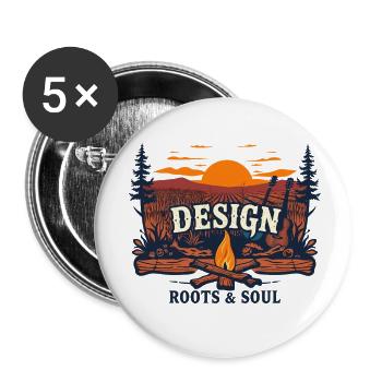 Racines et âme - Lot de 5 petits badges (25 mm) - blanc - Devant