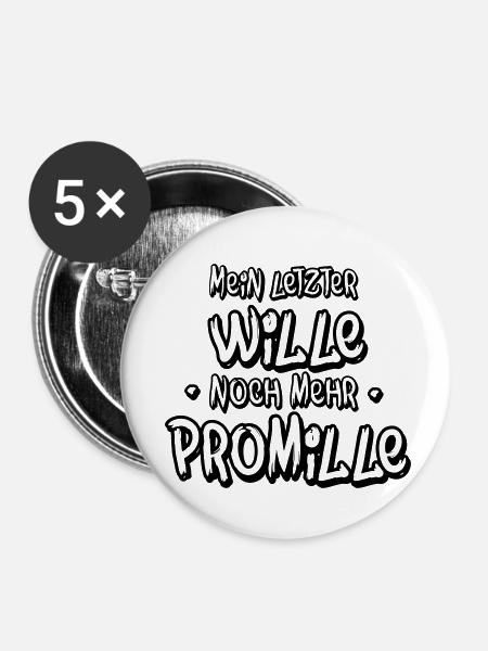 Mehr Promille - Buttons klein 25 mm (5er Pack) - Weiß
