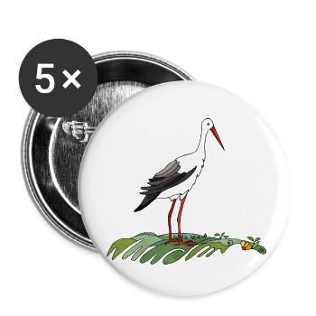 Birds - Buttons small 1''/25 mm (5-pack) - white - Front