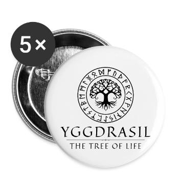 Arbre de vie - Lot de 5 petits badges (25 mm) - blanc - Devant