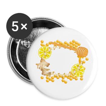 Ginger-Lemon-Honey Frame – Feel-Good Motif - Buttons small 1''/25 mm (5-pack) - white - Front
