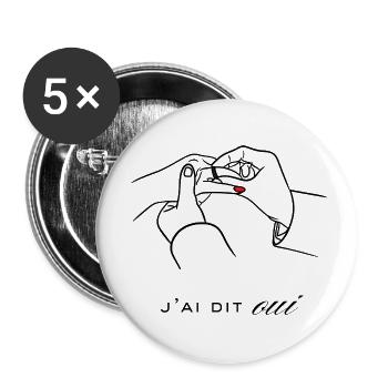 Visuel pour mariage homme / femme - "J'ai dit ..." - Lot de 5 petits badges (25 mm) - blanc - Devant