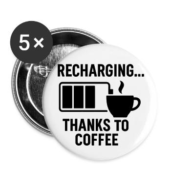 Le café me fait payer - Lot de 5 petits badges (25 mm) - blanc - Devant