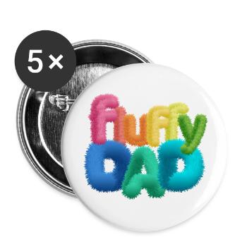 Fluffy Dad – Farbenfrohe, flauschige Typografie - Buttons klein 25 mm (5er Pack) - Weiß - Vorne