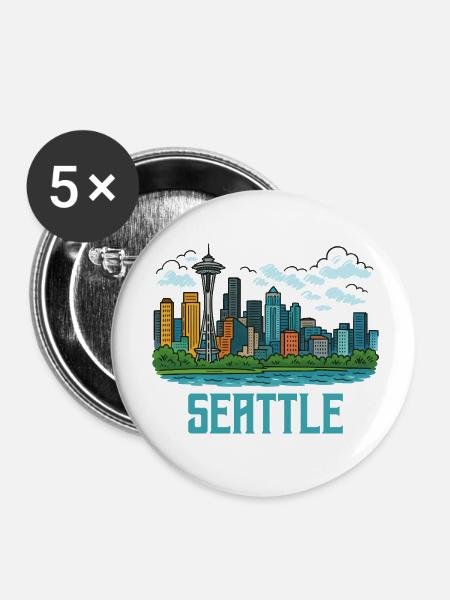 seattle stadt - Buttons klein 25 mm (5er Pack) - Weiß