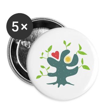 Arbre du bonheur et de l’amour - Lot de 5 petits badges (25 mm) - blanc - Devant