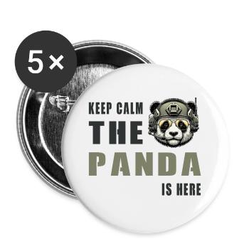 Taktischer Panda – Keep Calm - Buttons klein 25 mm (5er Pack) - Weiß - Vorne